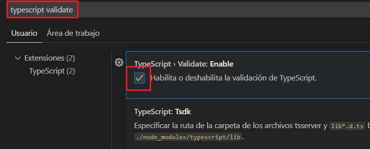typescript validate VSCode