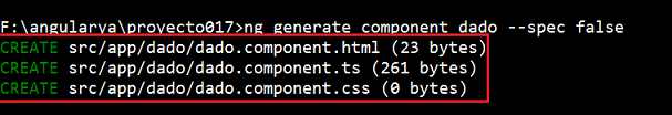 Angular.CLI ng generate component dado --spec false