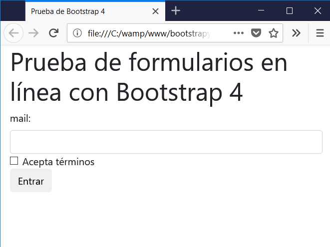 bootstrap 4 formulario en una línea