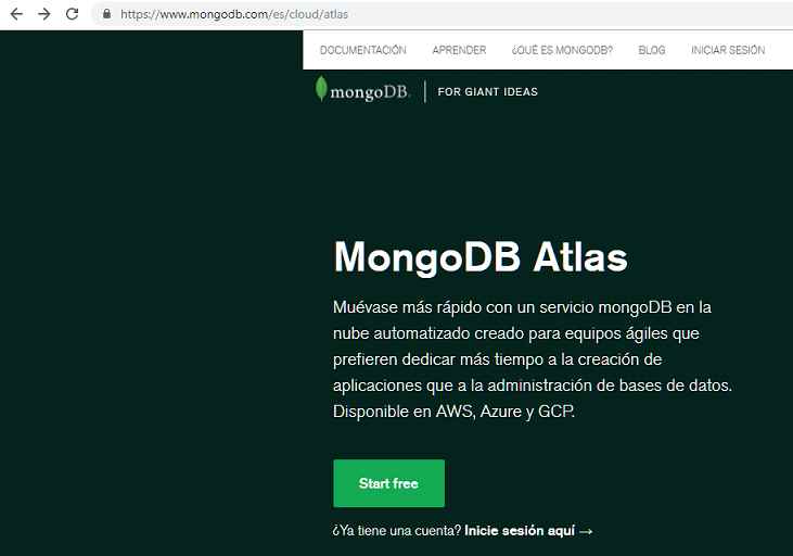 MongoDB atlas cuenta gratuita