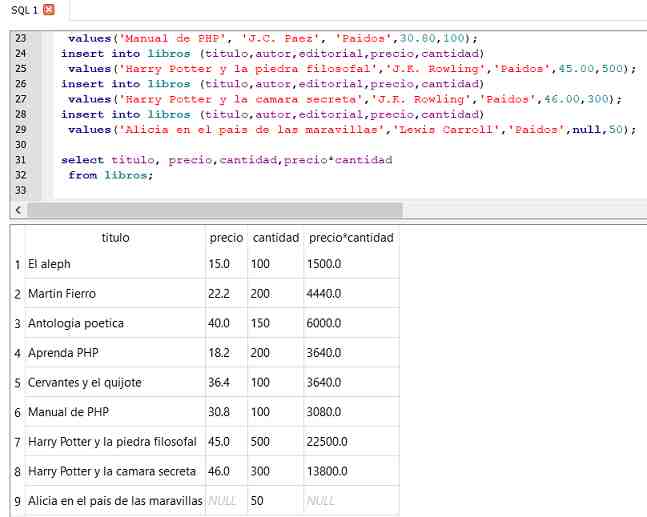 SQLite Browser columnas calculadas