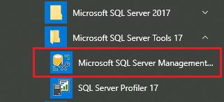 ejecución del SQL Server Management Studio