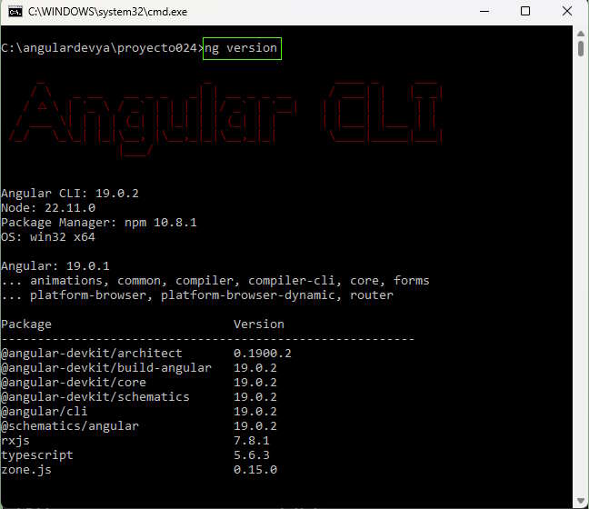 Angular.CLI comandos versión