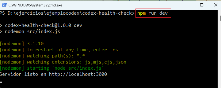 proyecto en node.js y express codex