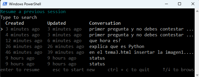 codex resume en codex
