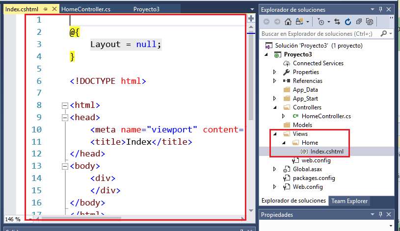 Microsoft Visual Studio - MVC con C# - Crear vista