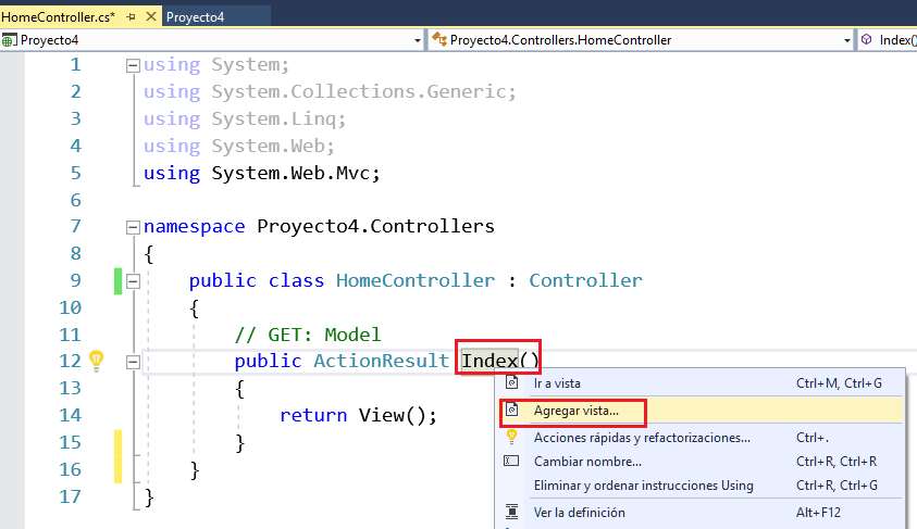 Microsoft Visual Studio - Nuevo Proyecto MVC con C#