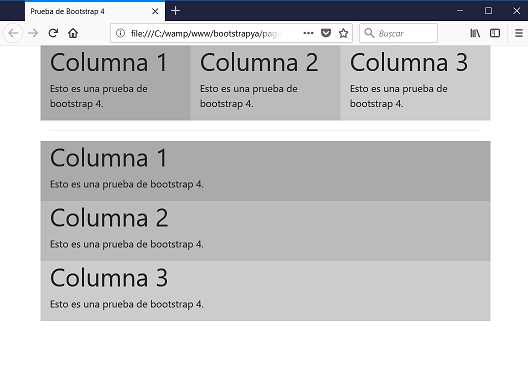 bootstrap 4 columnas de diseño automático