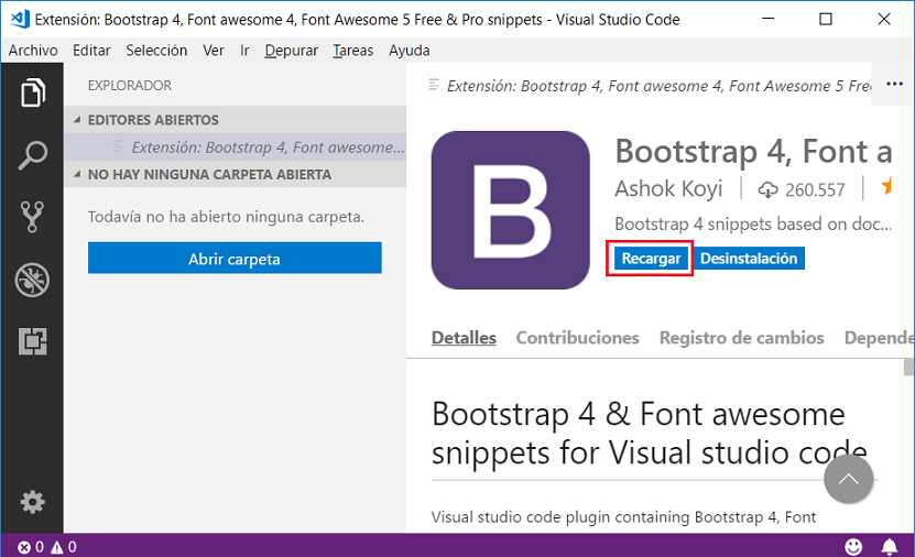 vs code extension bootstrap 4