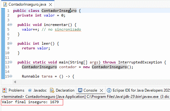 Condición de carrera en contador inseguro