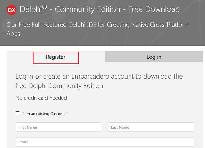 instalación Delphi Community Edition