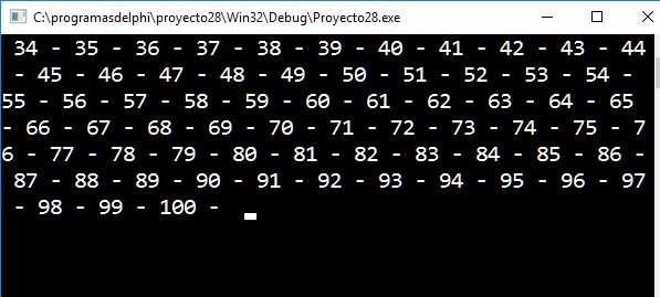 salida pantalla estructura repetitiva while Pascal/Delphi