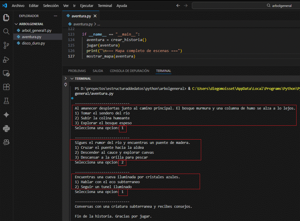 Diagrama del motor de aventura