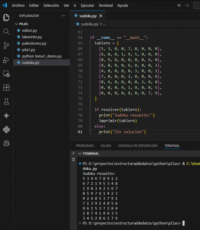 Tablero de Sudoku resuelto