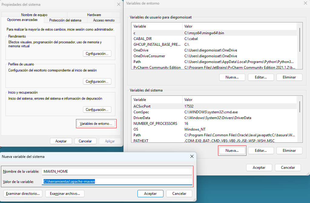 Configuración de MAVEN_HOME en Windows