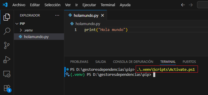 Activar entorno virtual en Windows