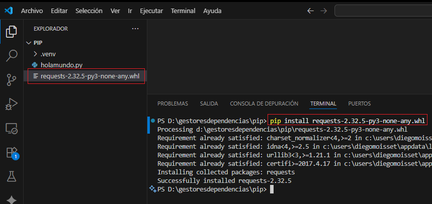 Verificar metadatos con pip show