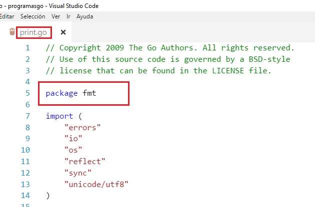 paquetes de la biblioteca estándar de Go paquete fmt
