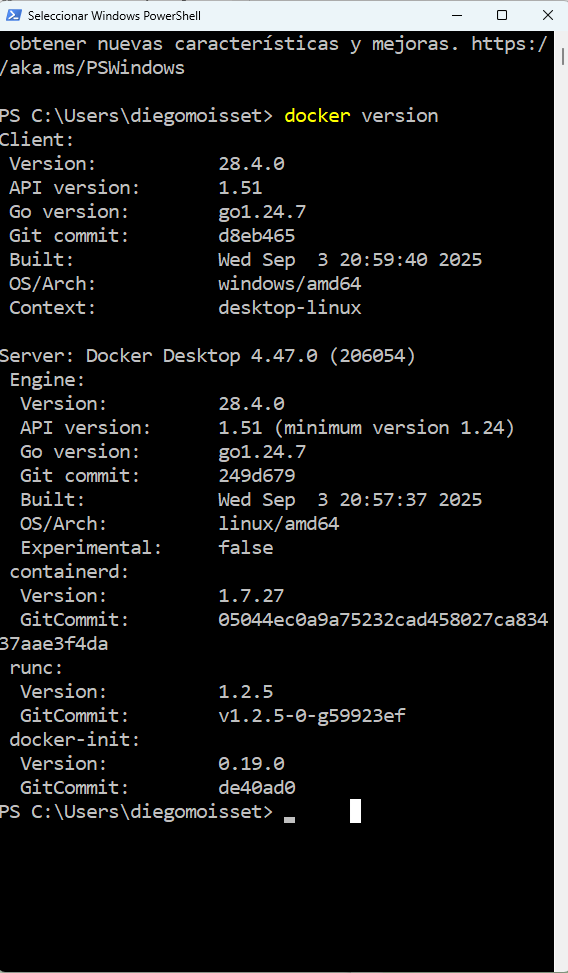 resultado del comando docker info