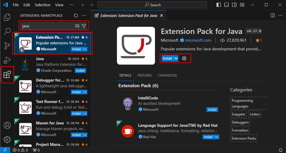 VS Code instalación de extensión