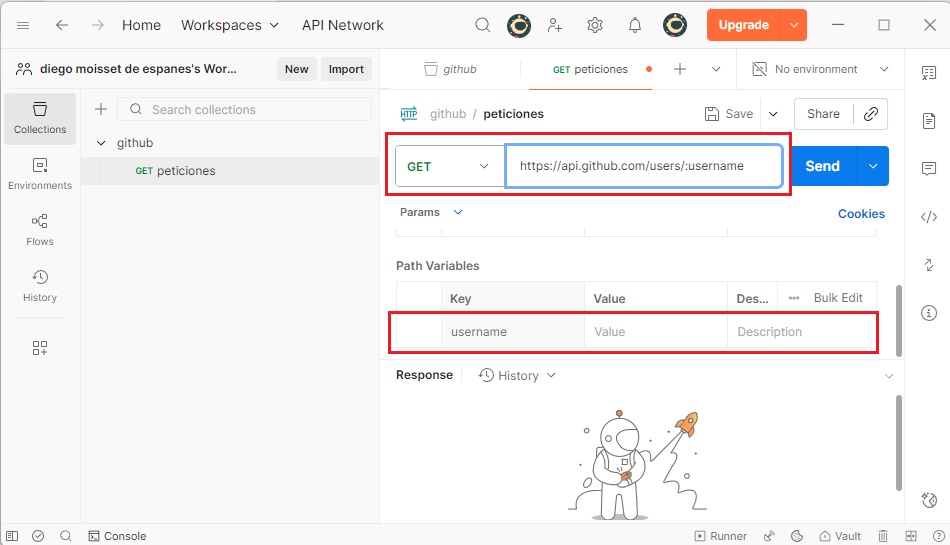 Definir parámetro de ruta en Postman