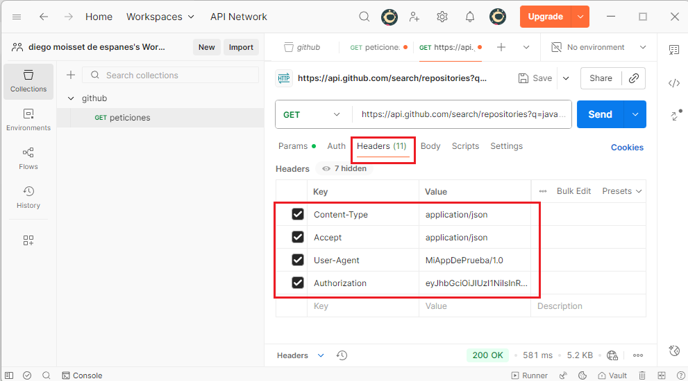 Configurar headers en Postman