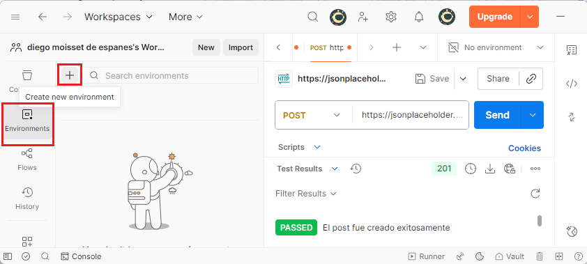 Crear un nuevo entorno en Postman