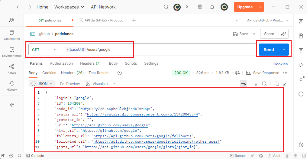 Usar una variable de entorno en una URL de Postman