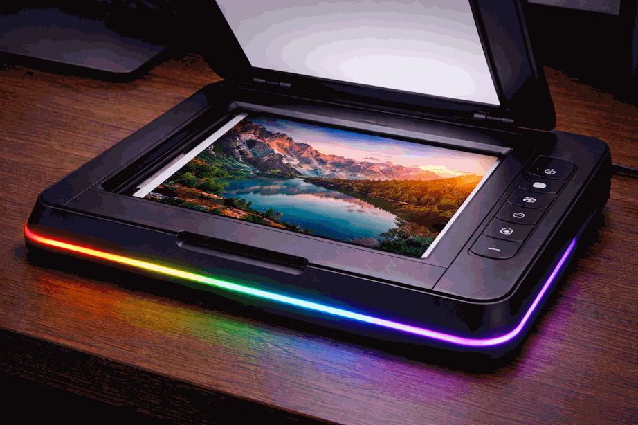 Scanner de documentos sobre escritorio