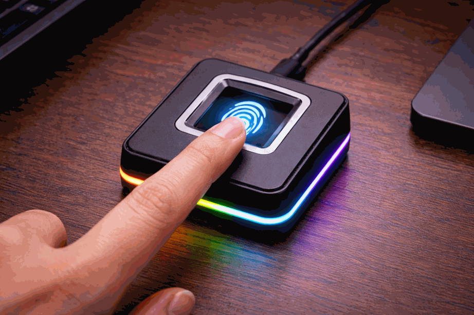 Lector de huellas sobre un teclado