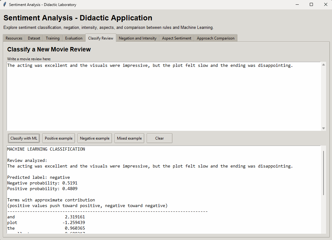Aplicación didáctica de análisis de sentimiento