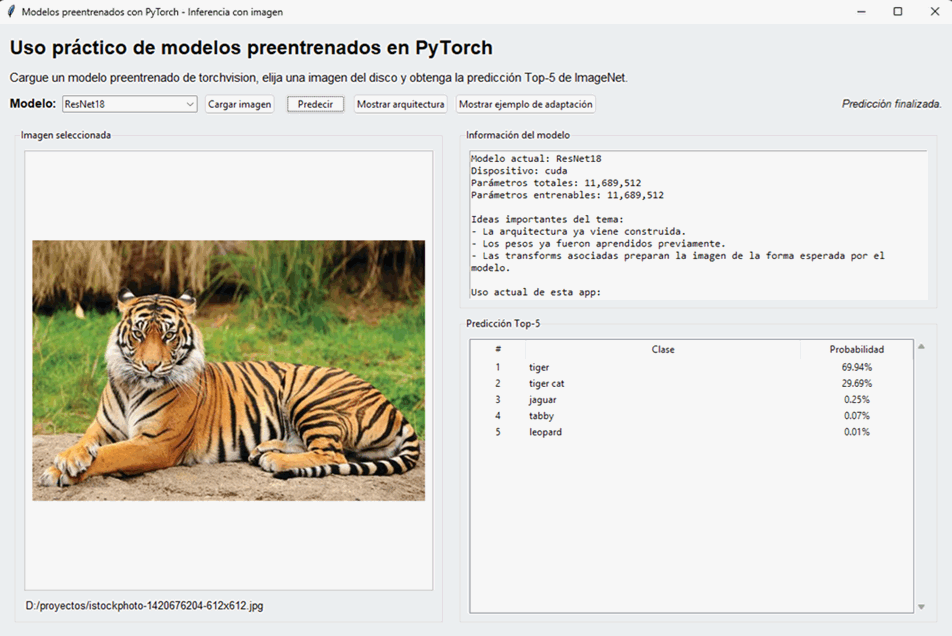 Aplicación de inferencia con modelos preentrenados en PyTorch