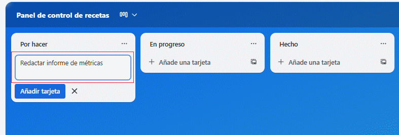 Añadir una tarjeta a una lista de  un tablero en Trello