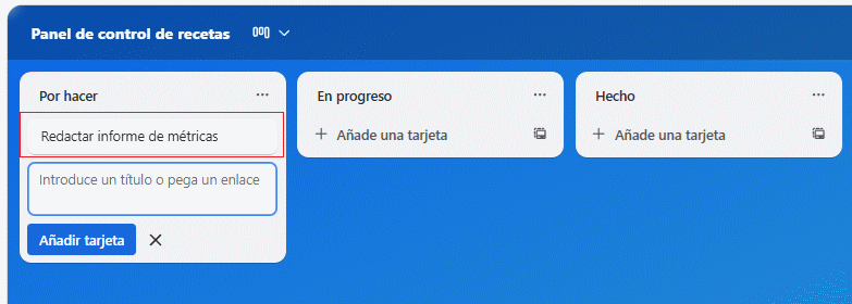 Añadir una tarjeta a una lista de  un tablero en Trello