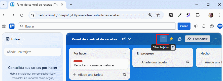 filtro de tarjetas por etiquetas en Trello