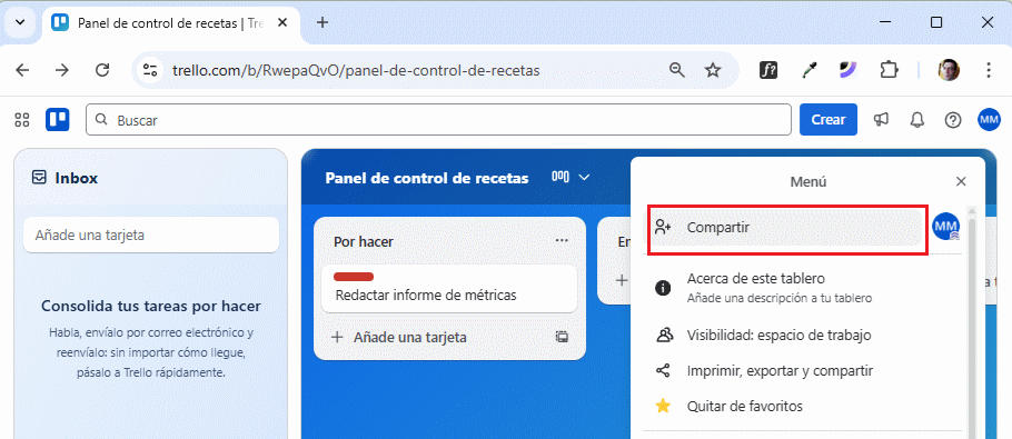 compartir un tablero con miembros en Trello