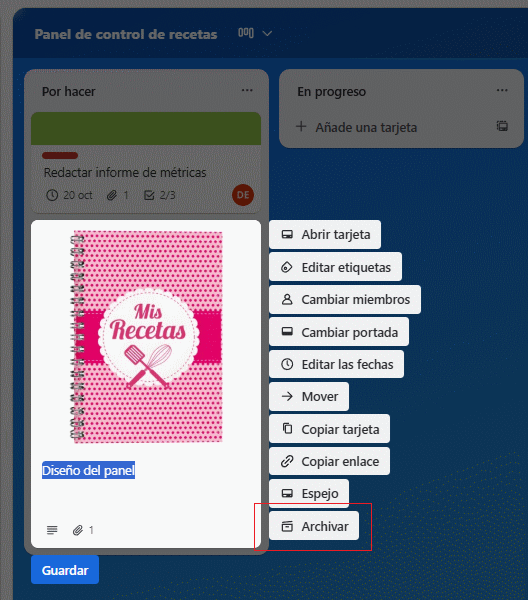 archivar una tarjeta en Trello