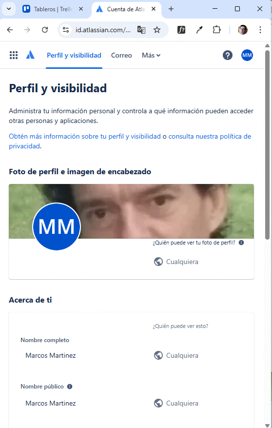 gestion de cuenta en Trello