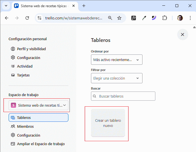 Creación de un tablero en Trello