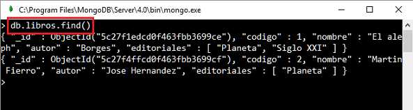 MongoDB mostrar documentos de una colleccion con find
