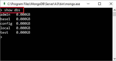 MongoDB show dbs