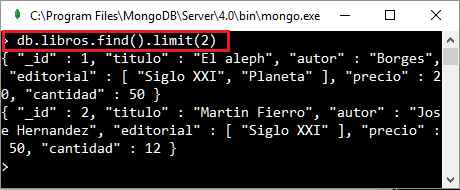 MongoDB Cursor método limit