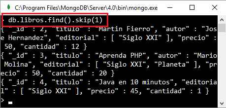 MongoDB Cursor método skip