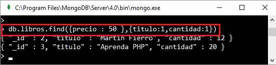 MongoDB Cursor método find segundo parámetro