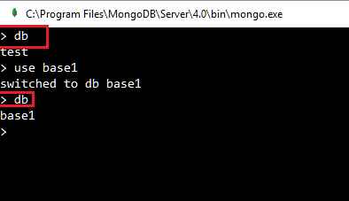 MongoDB base de datos seleccionada