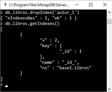 MongoDB dropIndex
