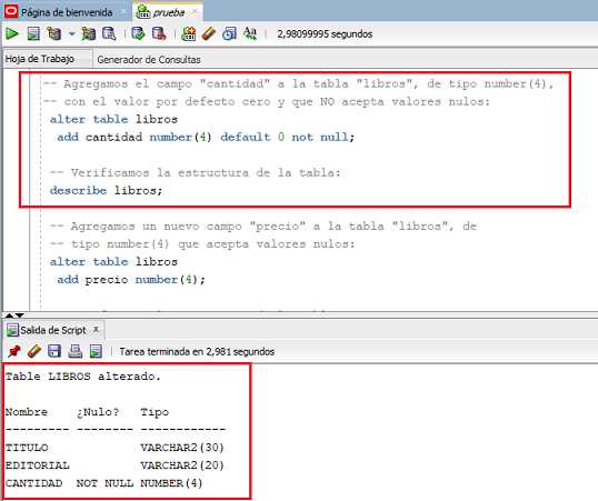 SQL Developer alter table agregar campo