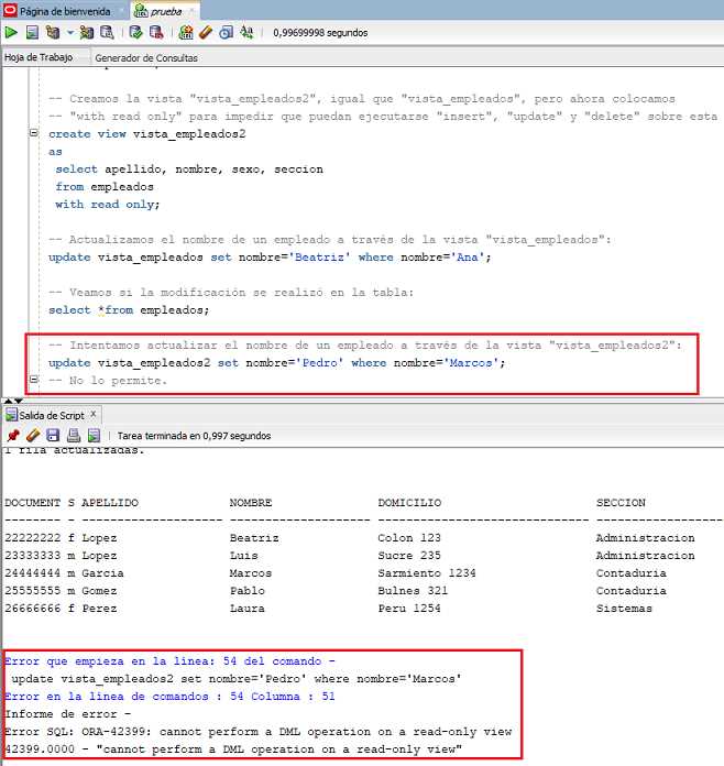 SQL Developer view con with read only