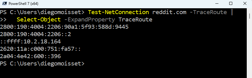 routers intermedios de una conexión