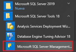 SQL Server Management Studio ejecución